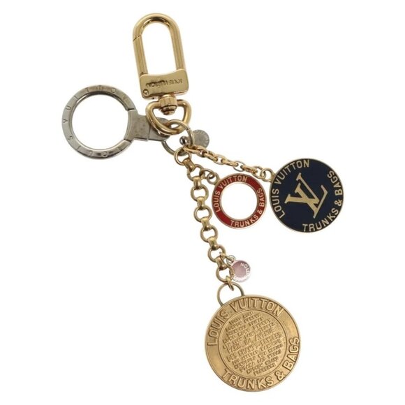 LOUIS VUITTON Porte Cles Chainne Key Holder metal T&B Gold - Picture 1 of 9